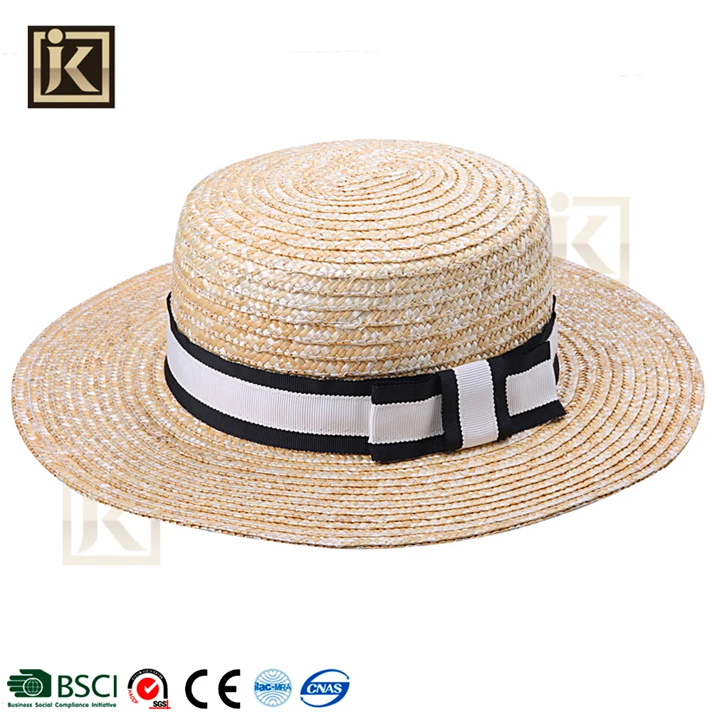 JAKIJAYI 2017 lastest женская мода соломенная шляпа с плоским верхом пшеничной соломы короткие полями шляпу