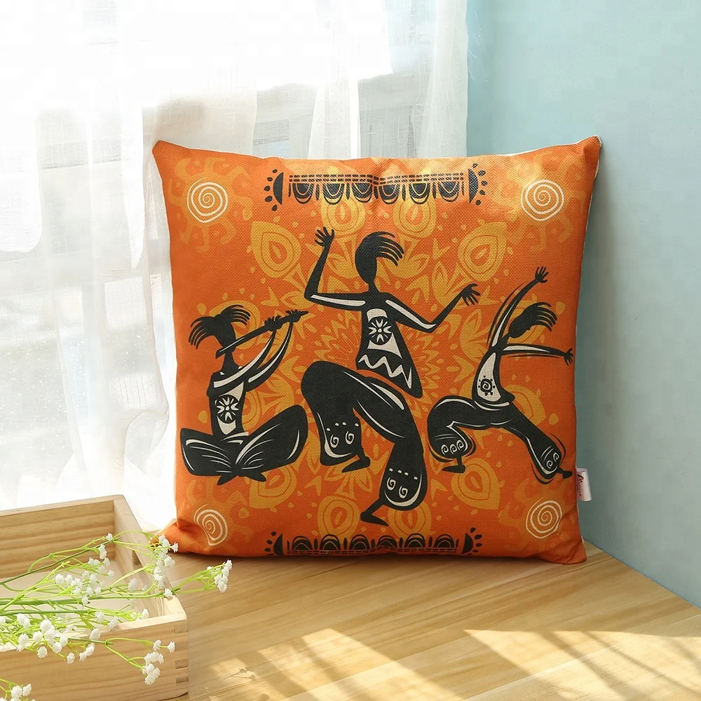 Home Decorative African Images Digital Printing Ethnic Cushion Covers For Sofa Chair