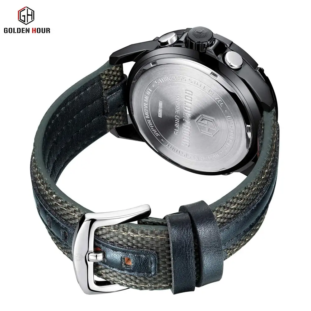 
GOLDEN HOUR Waterproof Big Dial Watch For Men Luxury Brand LED Military Fashion Best Digital Waterproof Sport Watch for man 