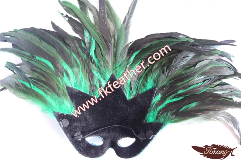 Beautiful Design Masquerade Party Cock Mask With Peacock Feather