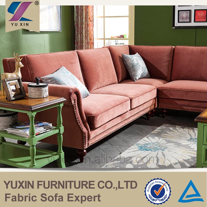 American style sectional sofa set design red colors