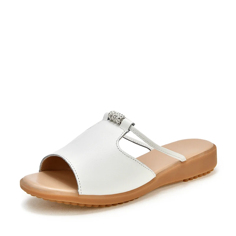 Ultima moda nuevo diseno sandalias de verano zapatos planos de cuero transpirable suela antideslizante senoras sandalias