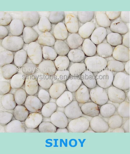 white gravel shape glossy stone pebble tile