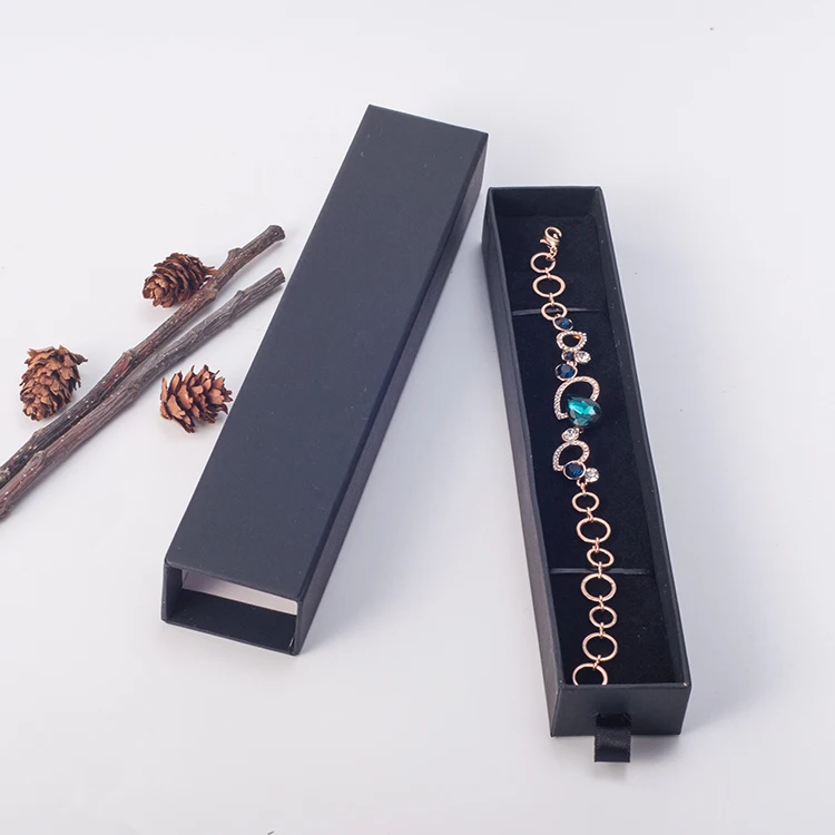 
Custom handmade black cardboard paper jewelry packaging for bracelet 