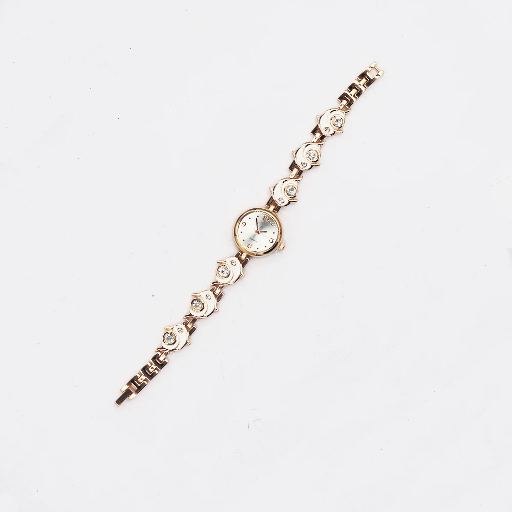 New Angel Girl Fashion Gold Women Bracelet Watch Dress Lady Quartz Wristwatch