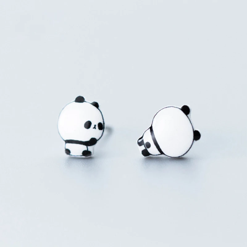 925 Sterling Silver Earring Fashion Chic Beautiful Panda Stud Earring Fine Jewelry for Female