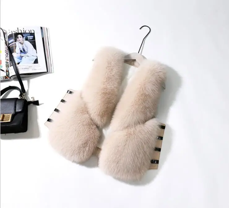 
STABILE Women Fashion Sleeveless Faux Fur Coat Autumn Winter Warm Fake Faux Fur Short Vest with metal fastener For Lady 