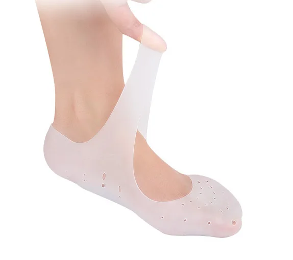 Invisible Silicone Moisturizing Heel Sock Breathable Spa Gel Ankle Boat Sock with arch support massage pad