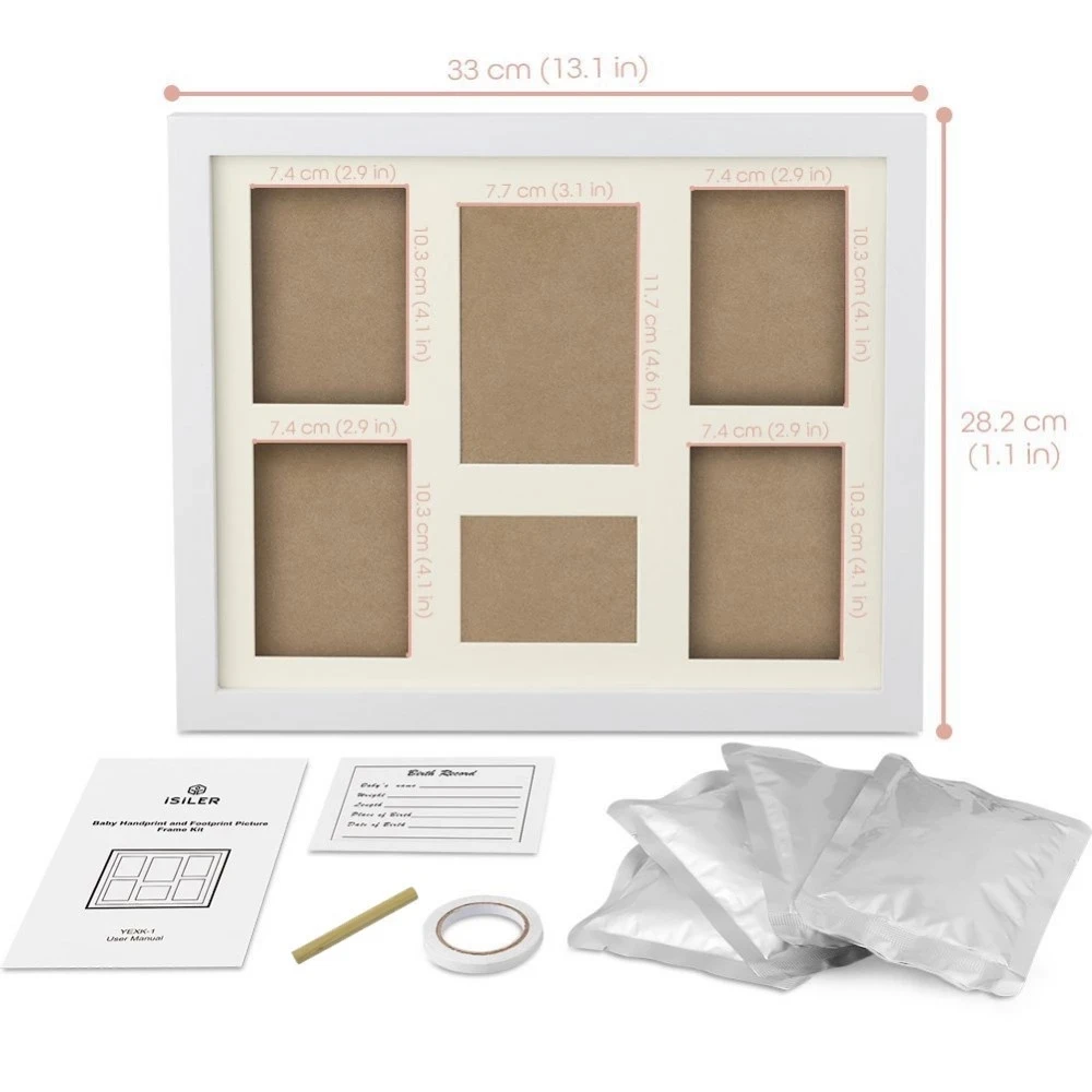 Gift Pack Handprint Clay Footprint Clay Letters Newborn Anniversary Souvenir 12 Month Baby Photo Frame with Picture Mat