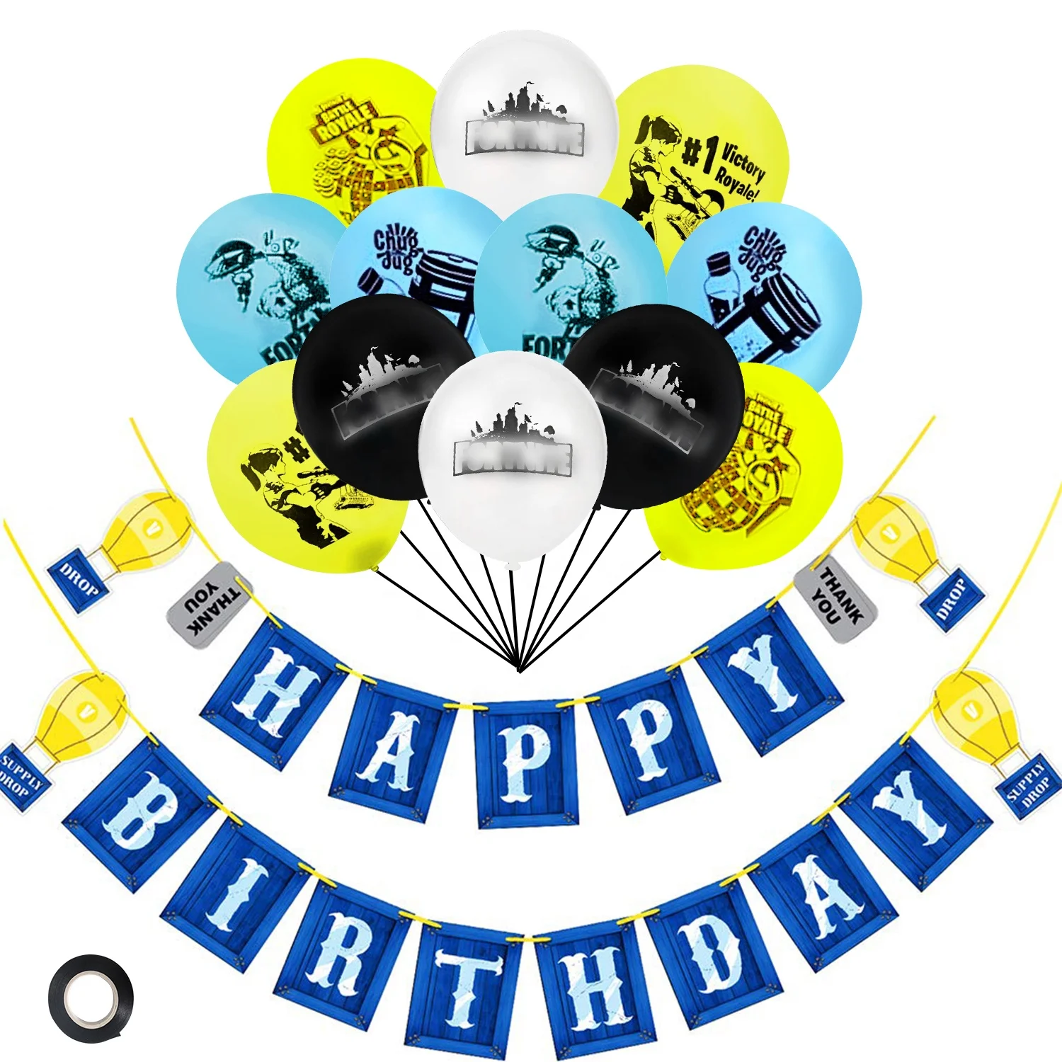 
Video Game Party Supplies Includes Cake Topper Latex Balloons Foil Balloons Perfect Battle Royale Gamer Decorations for Kids 