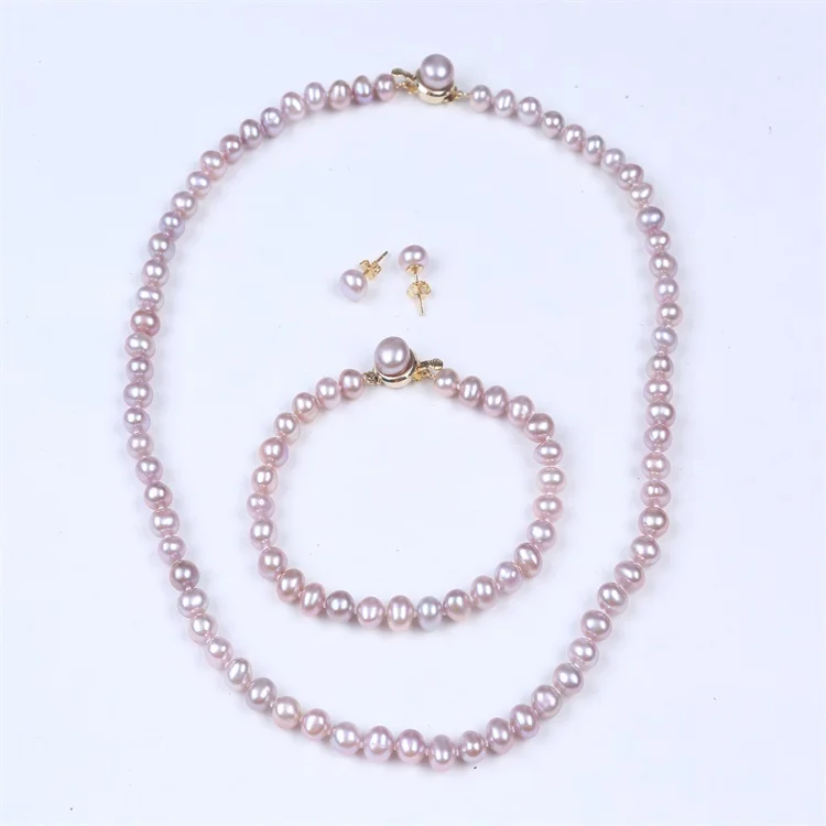 High quality necklace and bracelet earring pearl jewelry set