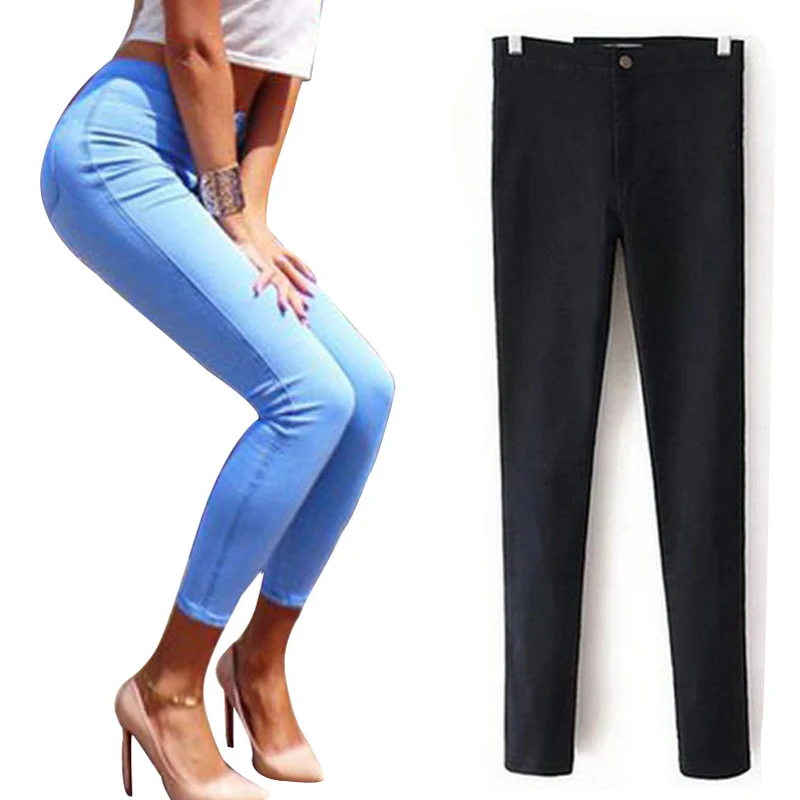High Waist Jeans For Women Denim Jeans Woman 2016 Black Pencil Women s Jeans Femme Blue