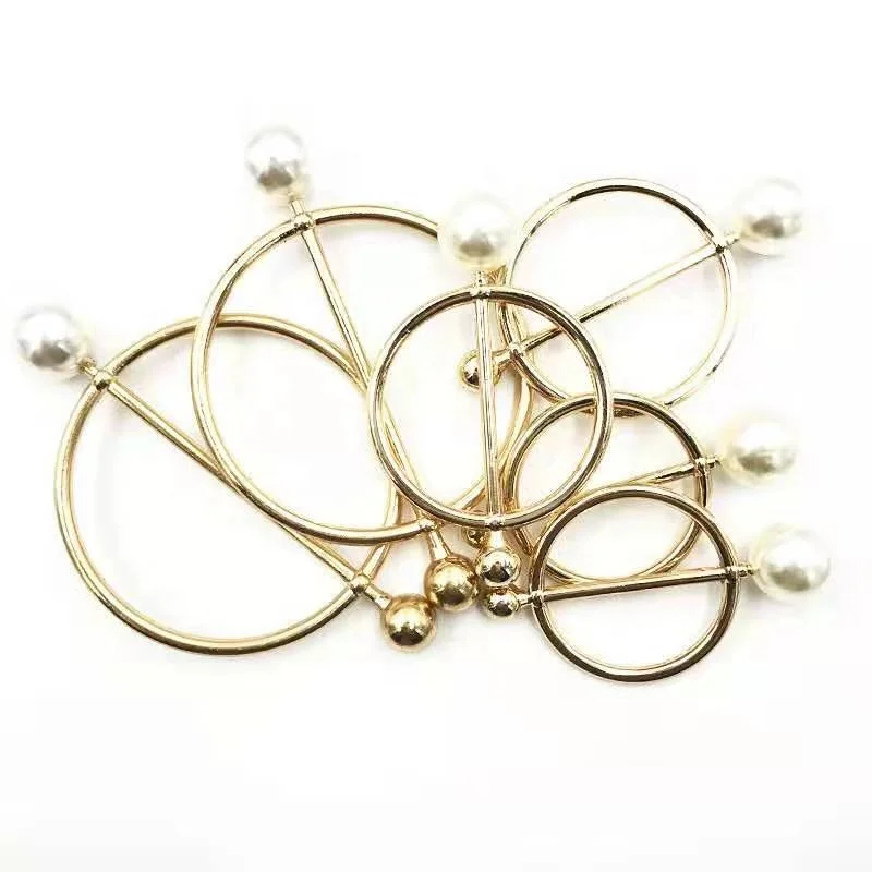 Garment Decorative Hot Sale Pearl Buckle  Elegant Gold Pearl Belt Ring Buckle