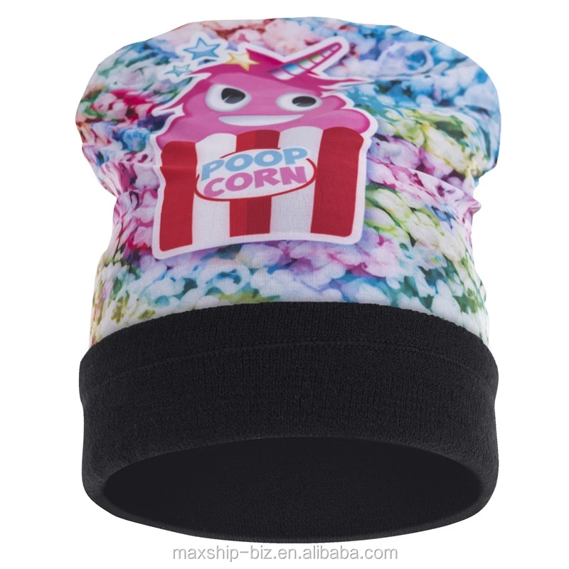 Colorful Poop Corn Printing Knitted Beanie
