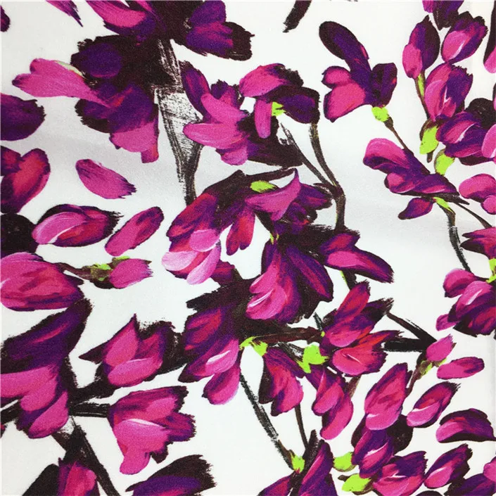 
Factory direct digital printing 30mm heavy stretch crepe de chine silk chiffon fabric for dress 