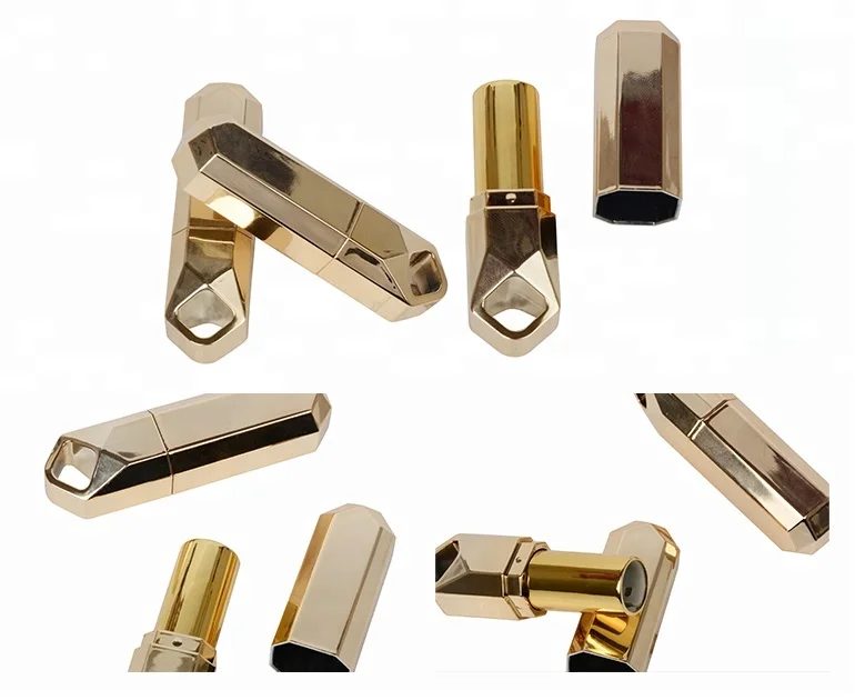 Cosmetic gold lip stick bottle tube case custom lipstick packaging for wholesale