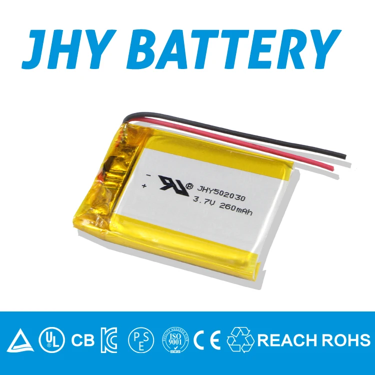 Литий-полимерный аккумулятор 3 7 в 502030 260 мАч сертификат UL UN38.3 Лидер продаж