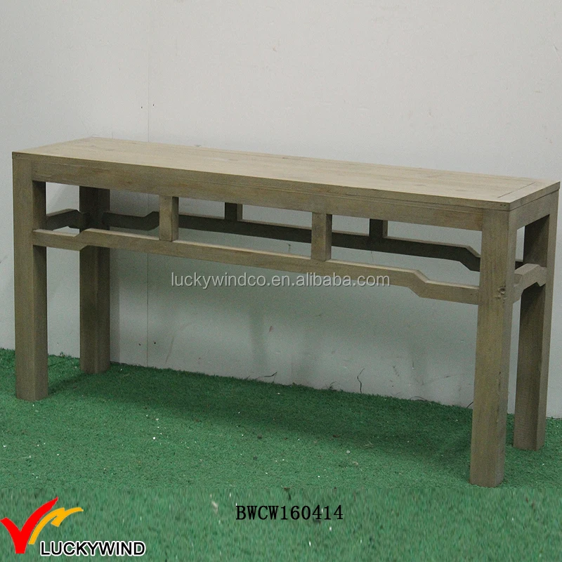 Luckywind Vintage Farmhouse Solid Wood Vintage Long Console Table  Furniture