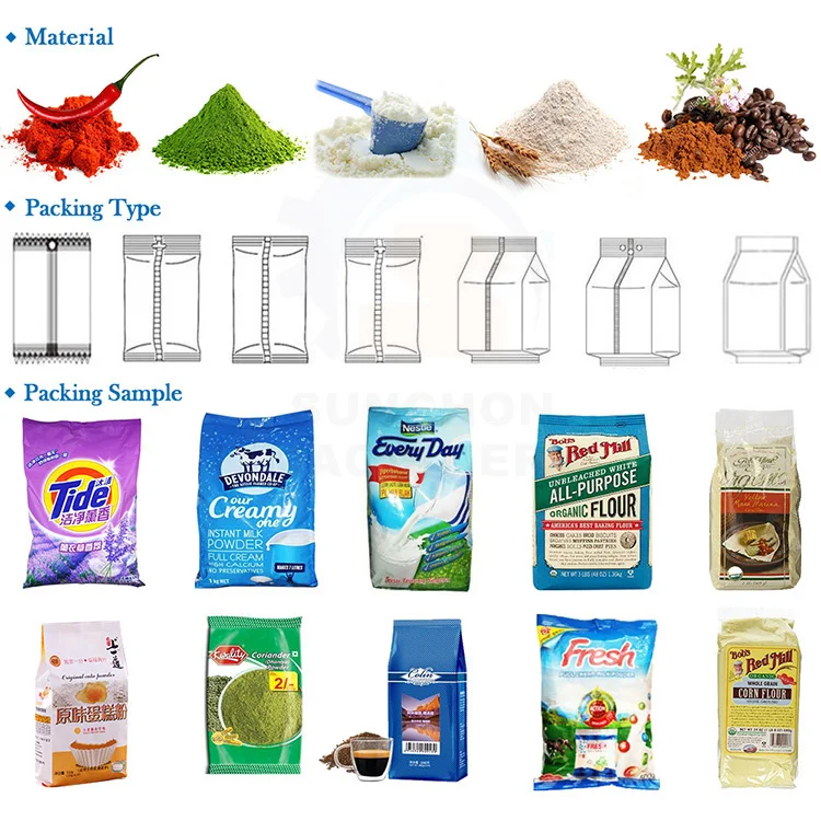 Automatic Flour Jaggery Powder Spices Coffee Powder Packing Machine