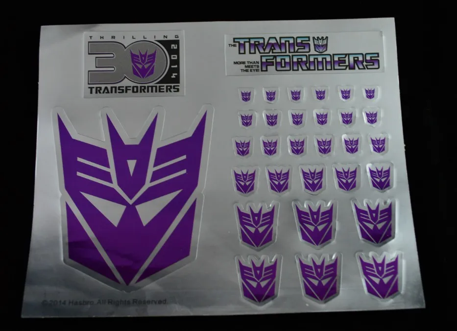 Waterslide Decals Black Decals Transformer and Decepticons logos 
