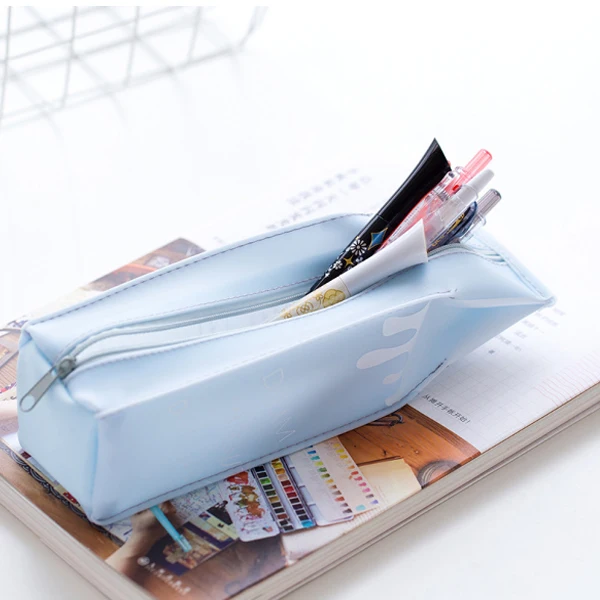 NEW Milk Cartons Pencil Case Silicon Pen Bag Waterproof Box