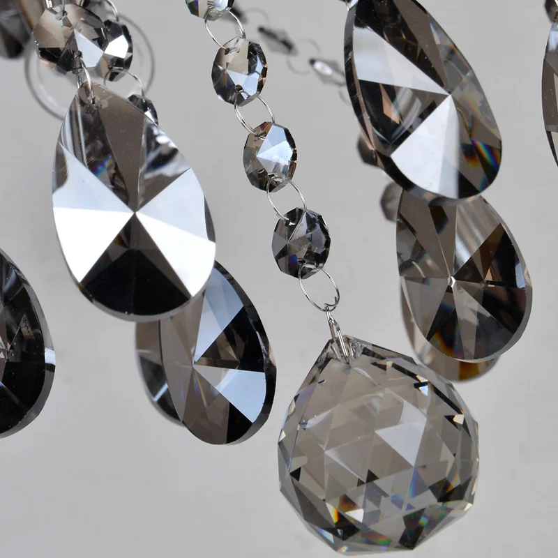 European 6 Lamps Smoke Gray Crystal Chandelier Pendant light