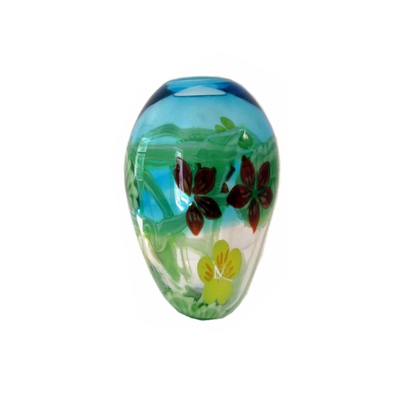 Flower theme murano tall glass vase