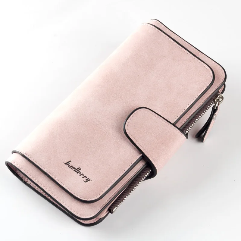 Hot selling brand fashion vintage nubuck leather tri fold baellerry carteira ladies wallet for women