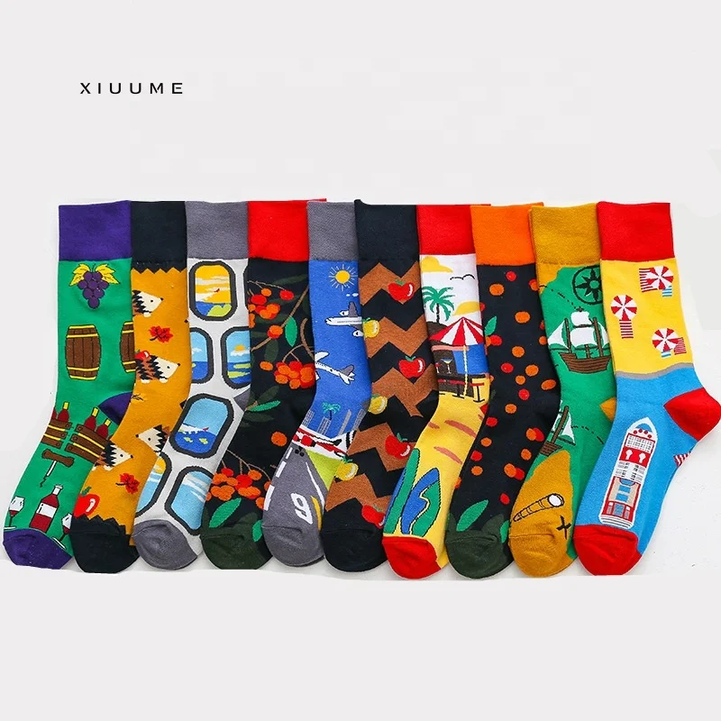 Novelty crazy young boy teen tube winter funny patterned men socks