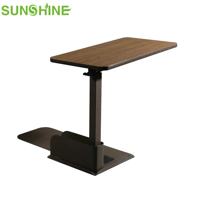 Medical Adjustable Rotational Seat Lift Bedside Chair Bed Table with Wheels Overbed Table OT709