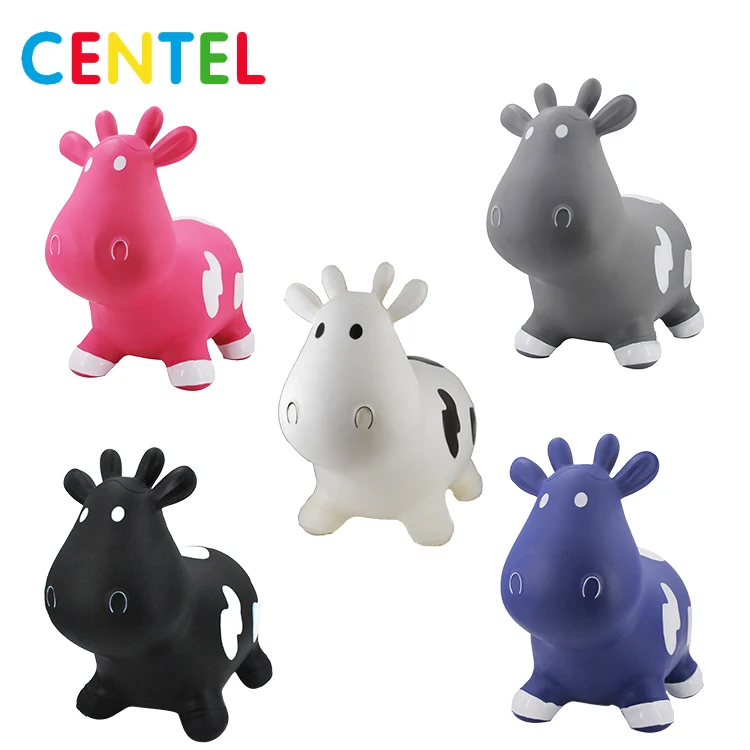 
Small Gray Cow Bouncer Hopper Kids Jumping Animal Inflatable Bouncing Animal Toys 