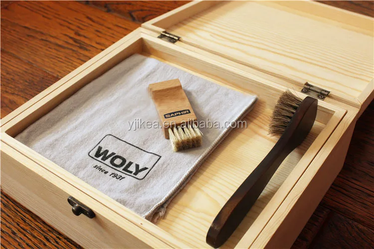 Wholesale Luxury Shoe Shine Kit High-grade Shoe Polish Box Wooden Shoe Care Box