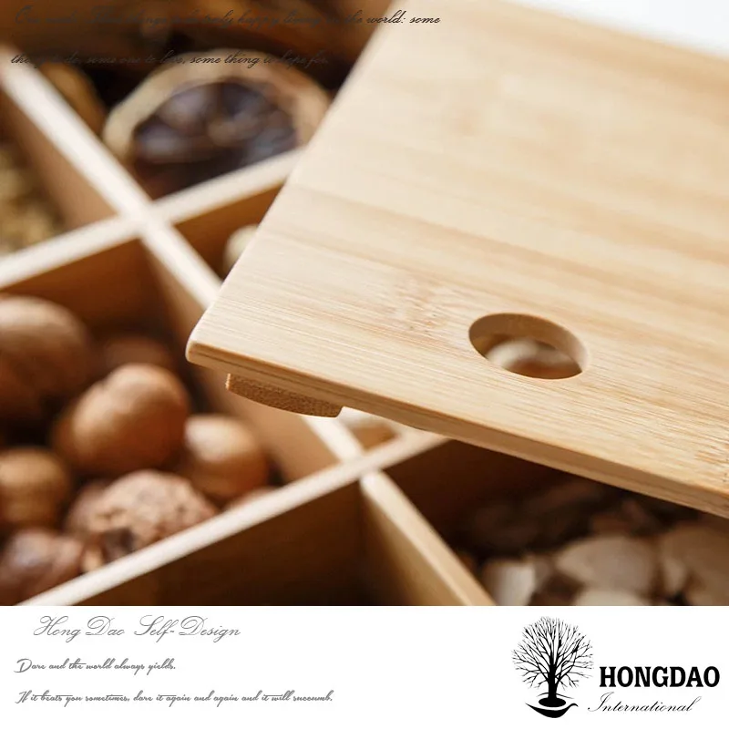 HONGDAO hot selling bamboo storage box for nut food wooden box without lid