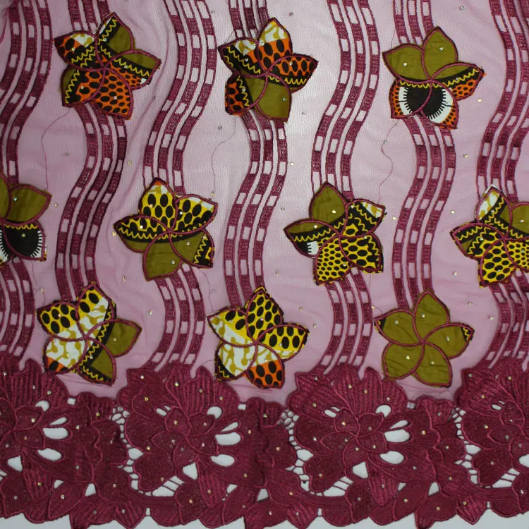 embroidery net lace trim with ankara fabric lace for garment