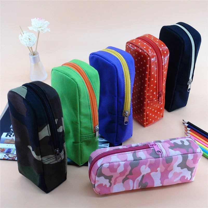 Lower price OEM logo Vertical canvas pencil bag