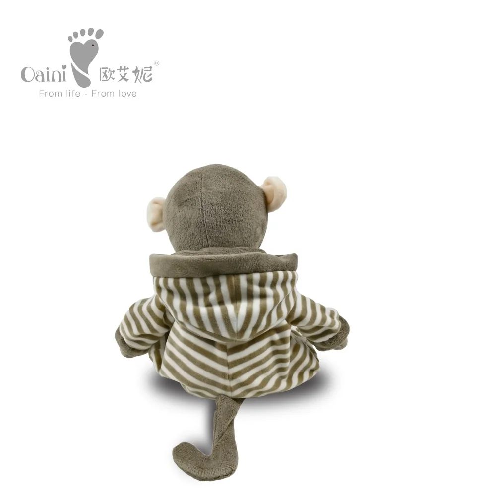 ODM OEM Azo Free Supplier Custom Soft Monkey Dolls Toys Lovely  Plush Striped Animal Toys Cheap Stuffed Monkey Toy