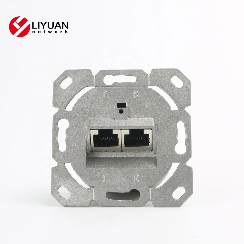 Размер 80x80 мм, лицевая панель, 2 порта, немецкий тип STP rj45, настенная розетка