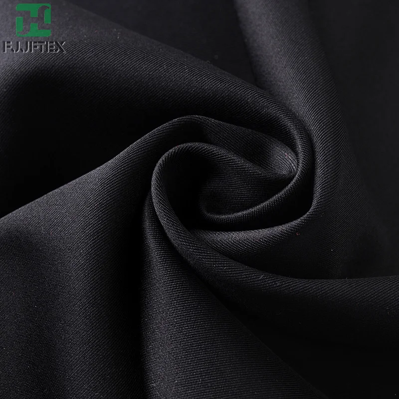 88 nylon 12 spandex interlock shiny double fabric jet black knitted shapewear fabric
