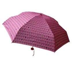 cute cat printing 4 folding umbrella for women high quality small size travel pocket umbrella