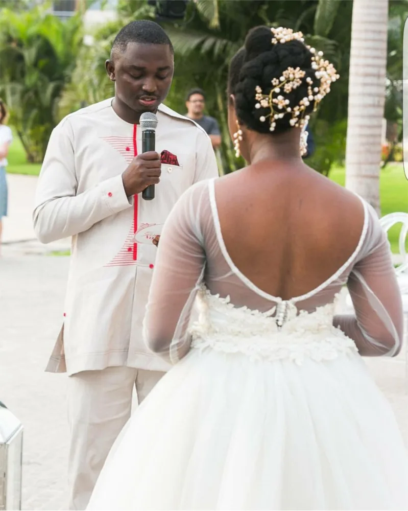 NE178 Cheap Sheath Long Sleeves Lace Detachable Skirt Short Wedding Dress Backless Applique Knee Length African Wedding Dresses