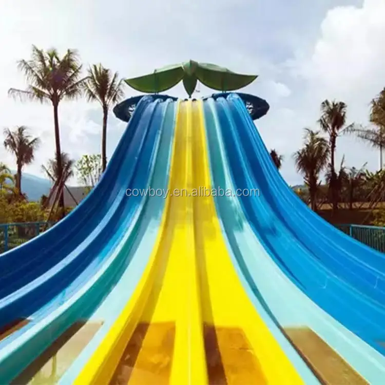 Aqua park multi-lane and colorful fiberglass mat racer water slides for sale