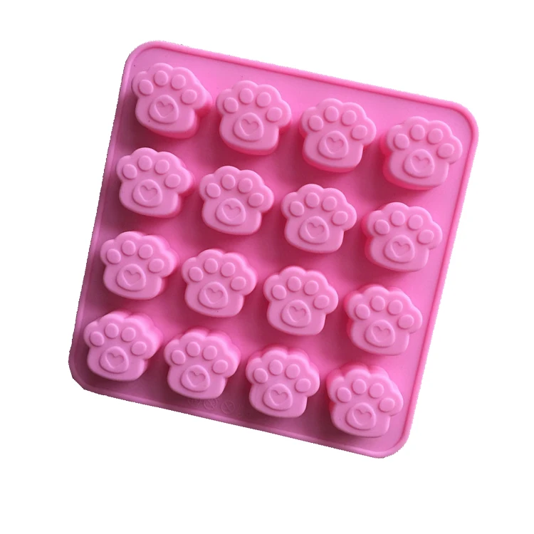 16 cavity dog paw print silicone mold for baking cookies