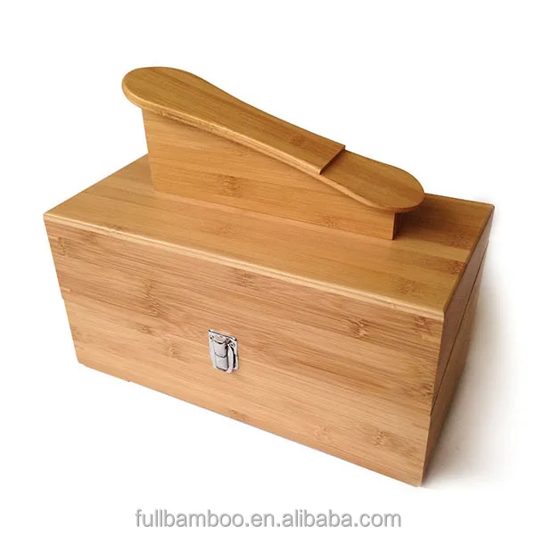 Hand-Crafted Bamboo Shoe Shine Kit ,Shoe Shine box ,Shoe Care Kit