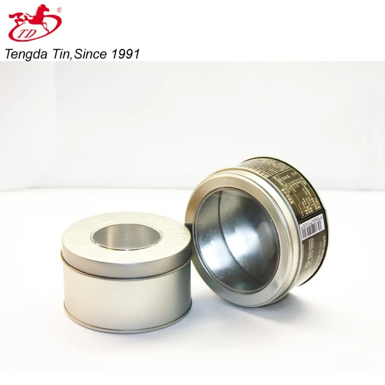 
simple style transparent window chocolate/candy display metal tin box with lid 