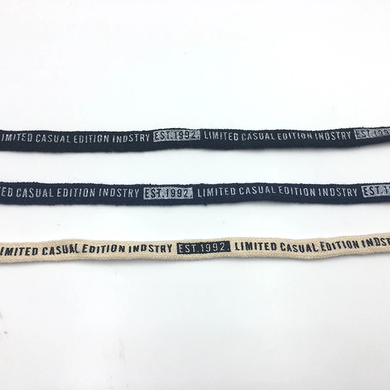 Facotry-customized Printed Flat Cotton Casual Drawstring Cord