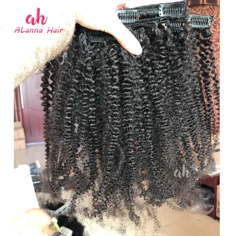 High Quality Remy Human Hair Clip In Extensions Peruvian Virgin Hair Kinky Curly 4A Clip In Hair Big Stock