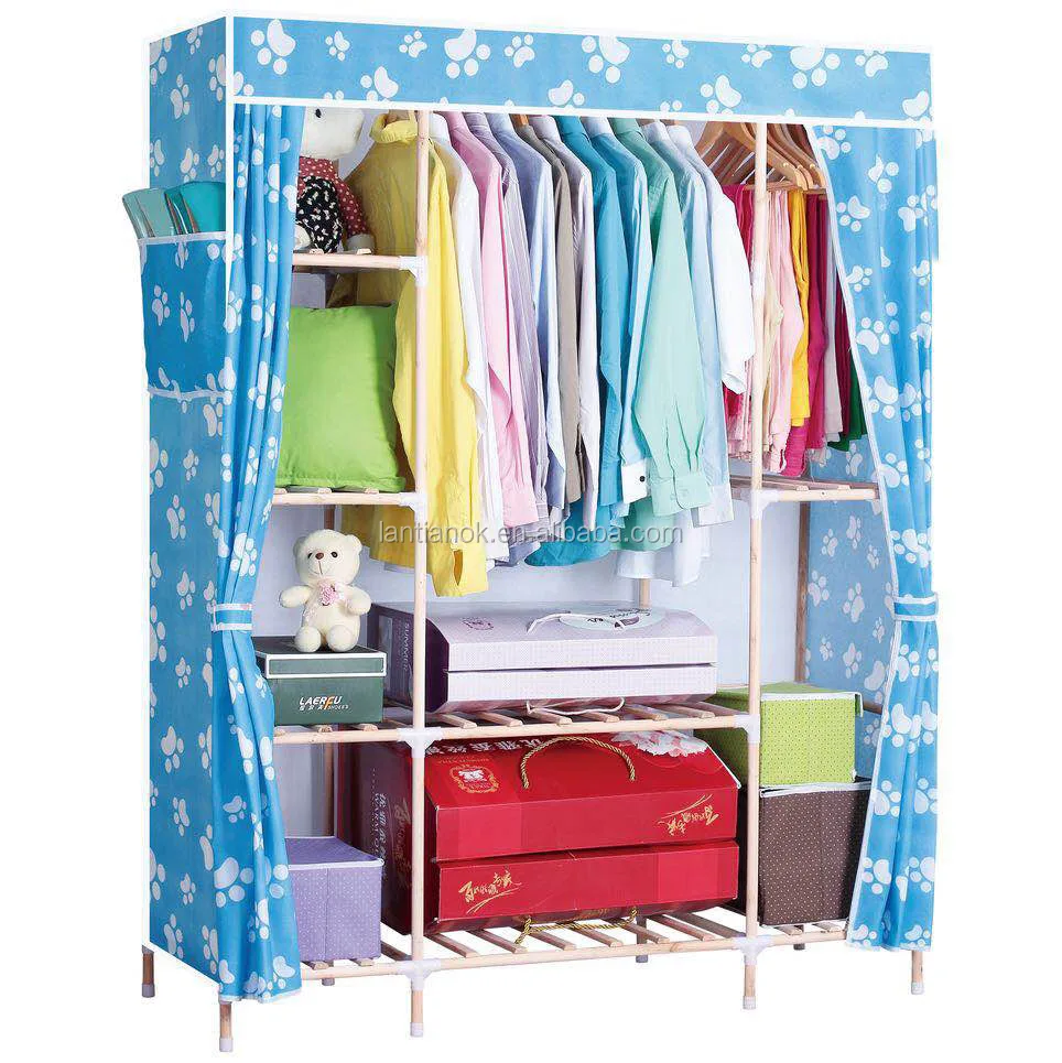 
DIY solid wood wardrobe easy assembly portable folding clothes storage wardrobe closet organizer 