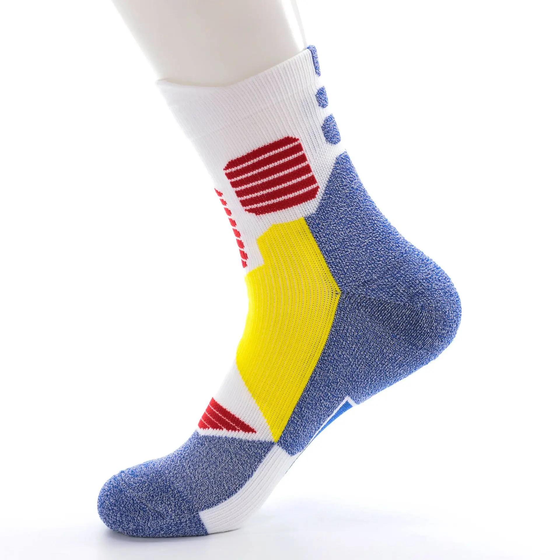 Wholesale Terry Loop Sports Compression Cycling Socks Breathable Mesh Running Bright Socks Colorful for Men Women