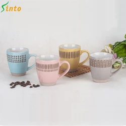 New design clay bottom 7 oz tulip shape stoneware coffee mugs ceramic