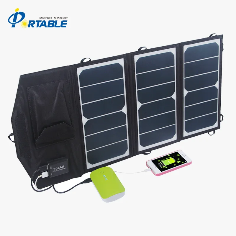 Портативное складное солнечное зарядное устройство с 2 портами USB 19,5 Вт